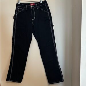 Dickies black heavy denim carpenter pants white stitching new w/o tags size 7/28